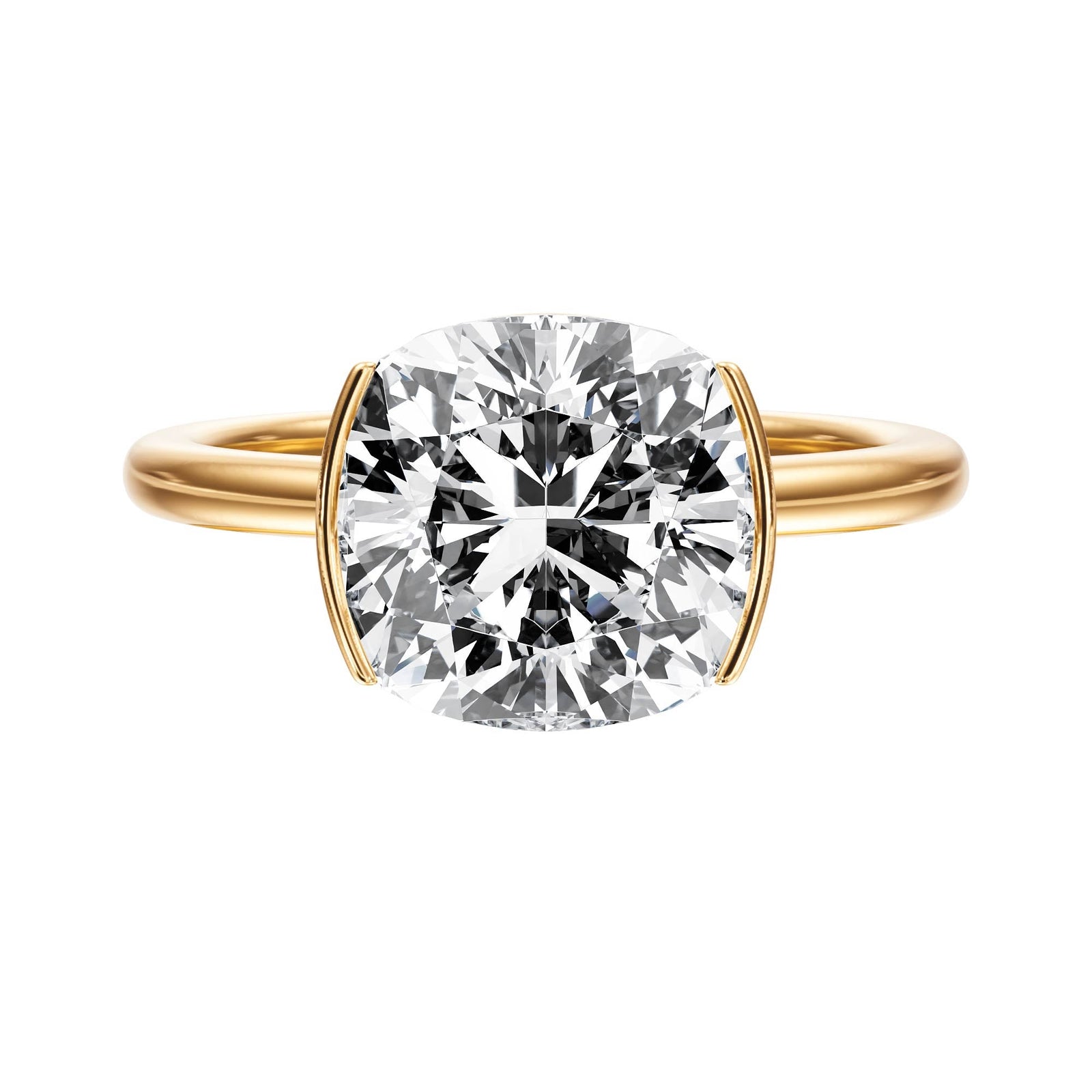 Adore Half Bezel Cushion Diamond Engagement Ring - R1052 in Ring by 18 KARATS INC.