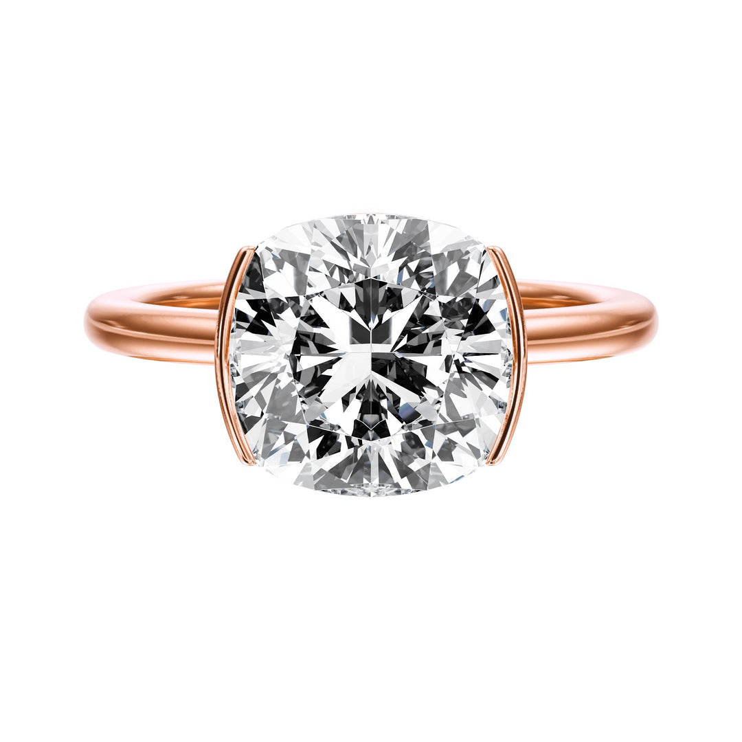 Adore Half Bezel Cushion Diamond Engagement Ring - R1052 in Ring by 18 KARATS INC.