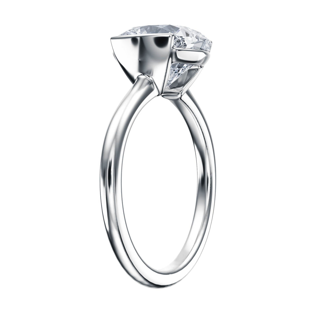 Adore Half Bezel Cushion Diamond Engagement Ring - R1052 in Ring by 18 KARATS INC.