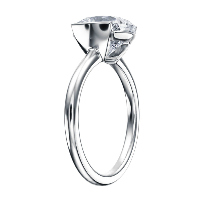 Adore Half Bezel Cushion Diamond Engagement Ring - R1052 in Ring by 18 KARATS INC.