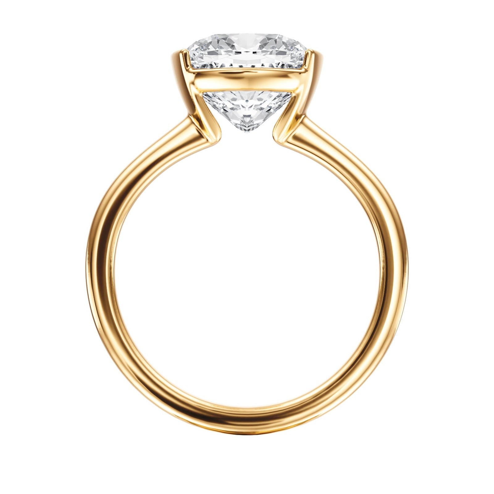 Adore Half Bezel Cushion Diamond Engagement Ring - R1052 in Ring by 18 KARATS INC.