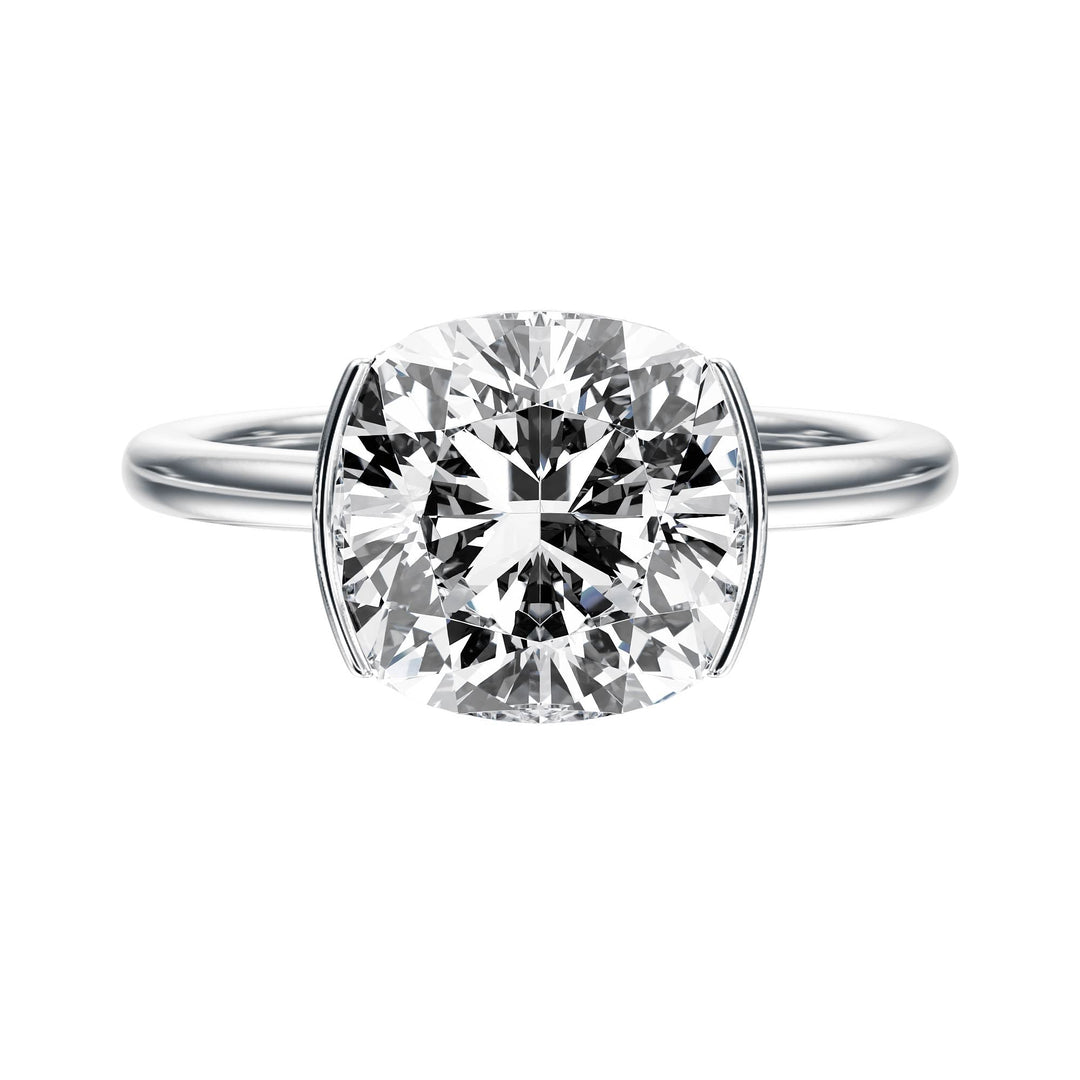 Adore Half Bezel Cushion Diamond Engagement Ring - R1052 in Ring by 18 KARATS INC.