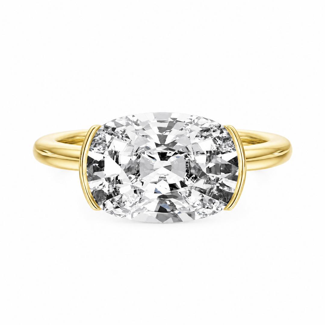 Adore Half Bezel Elongated Cushion Diamond Engagement Ring in Ring by 18 KARATS INC.