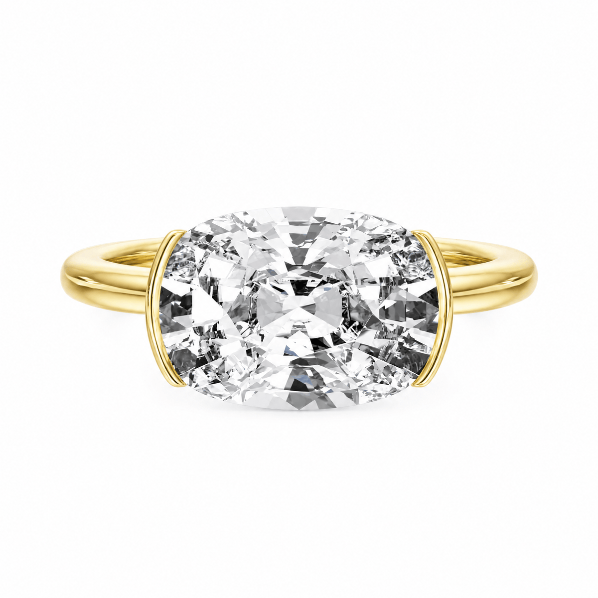 Adore Half Bezel Elongated Cushion Diamond Engagement Ring in Ring by 18 KARATS INC.
