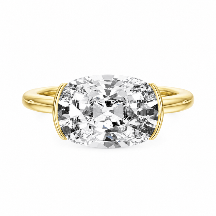 Adore Half Bezel Elongated Cushion Diamond Engagement Ring in Ring by 18 KARATS INC.