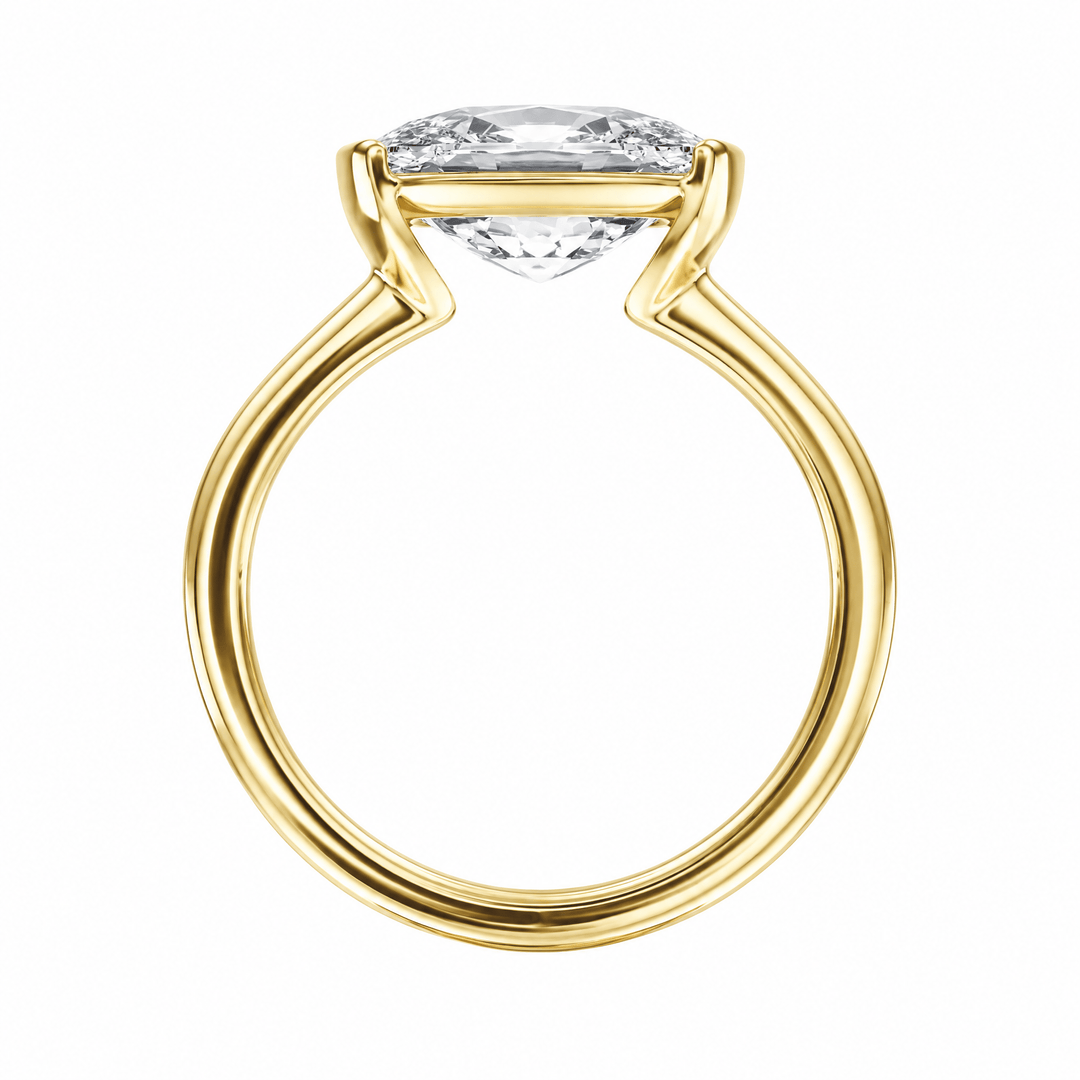 Adore Half Bezel Elongated Cushion Diamond Engagement Ring in Ring by 18 KARATS INC.