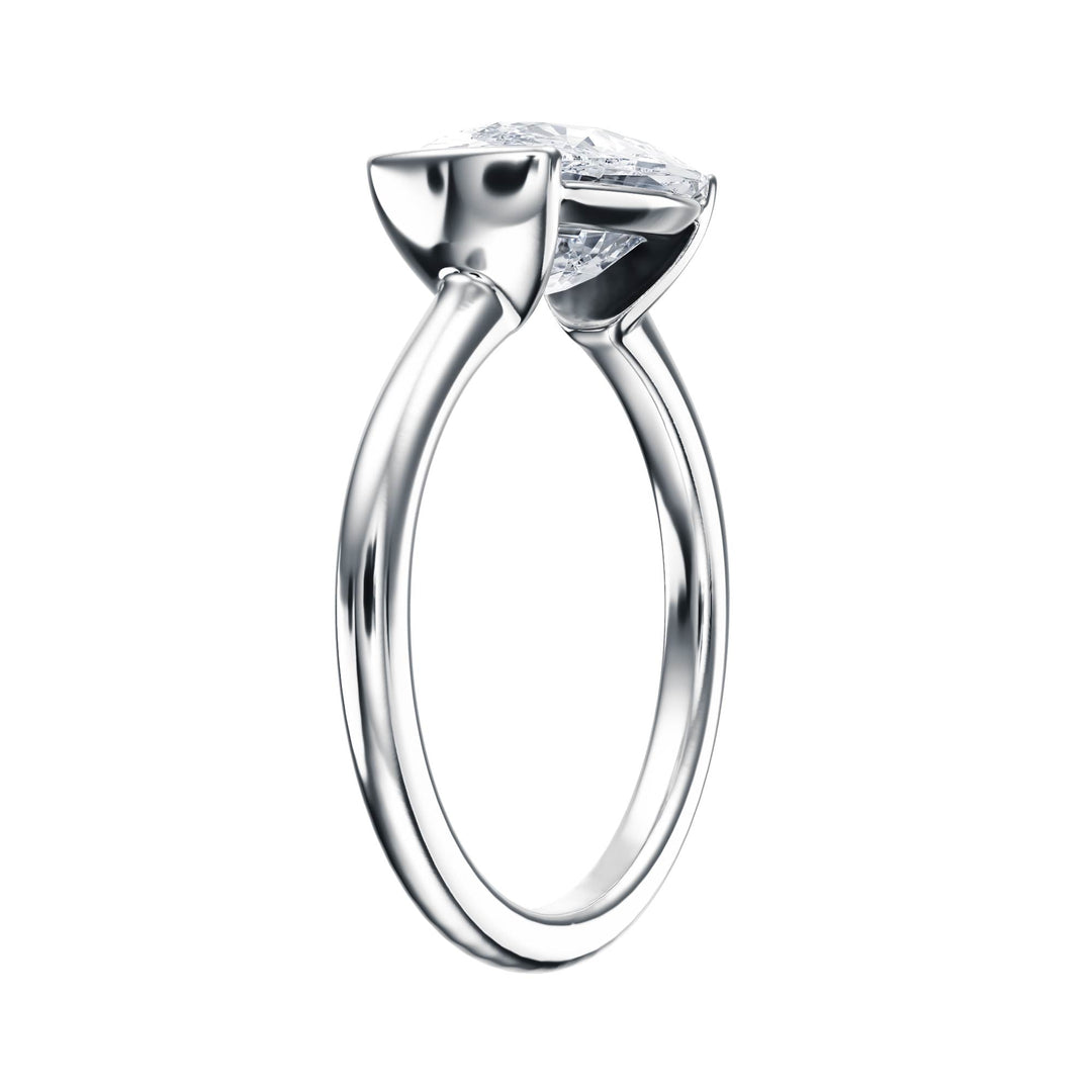 Adore Half Bezel Elongated Cushion Diamond Engagement Ring - R1051 in Ring by 18 KARATS INC.