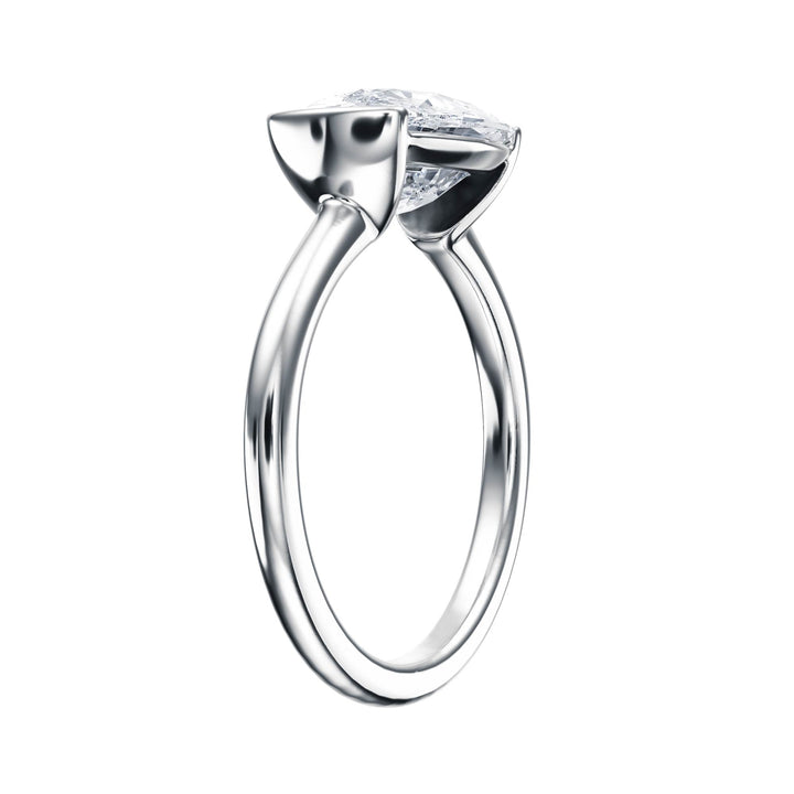 Adore Half Bezel Elongated Cushion Diamond Engagement Ring - R1051 in Ring by 18 KARATS INC.