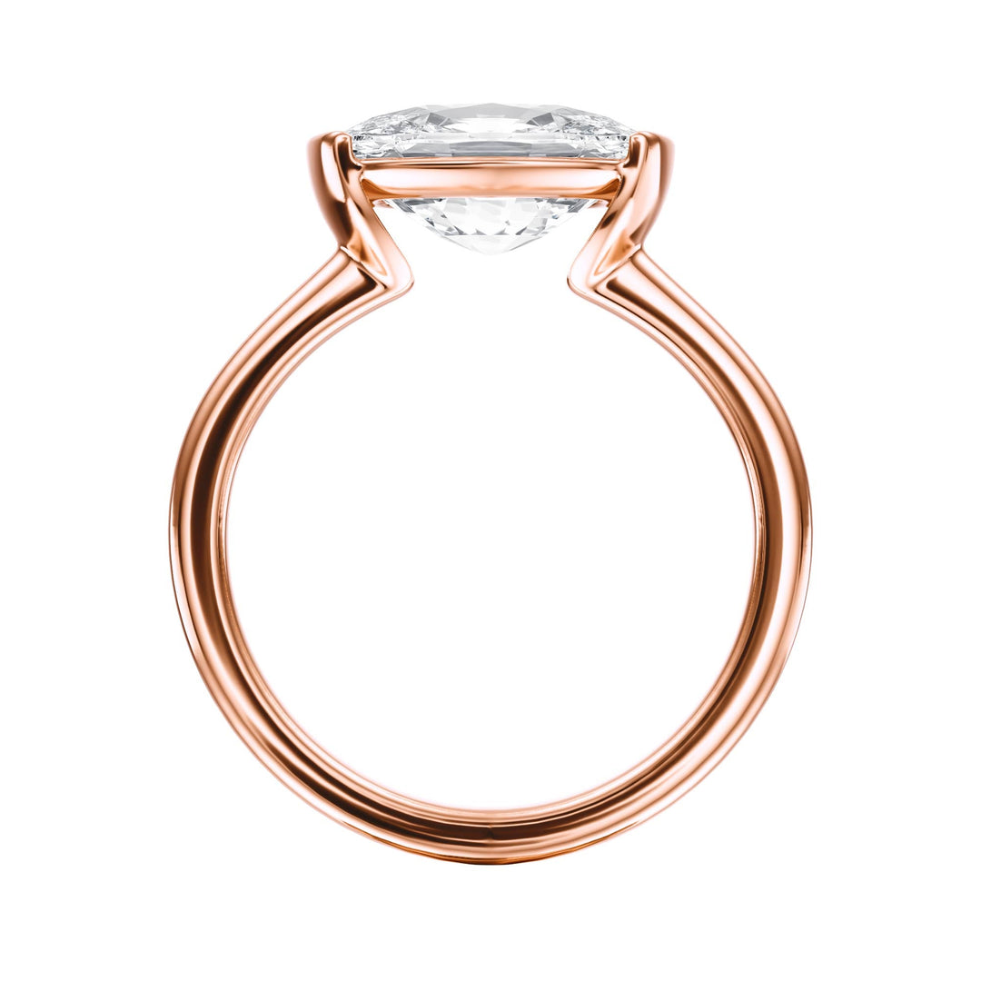 Adore Half Bezel Elongated Cushion Diamond Engagement Ring - R1051 in Ring by 18 KARATS INC.