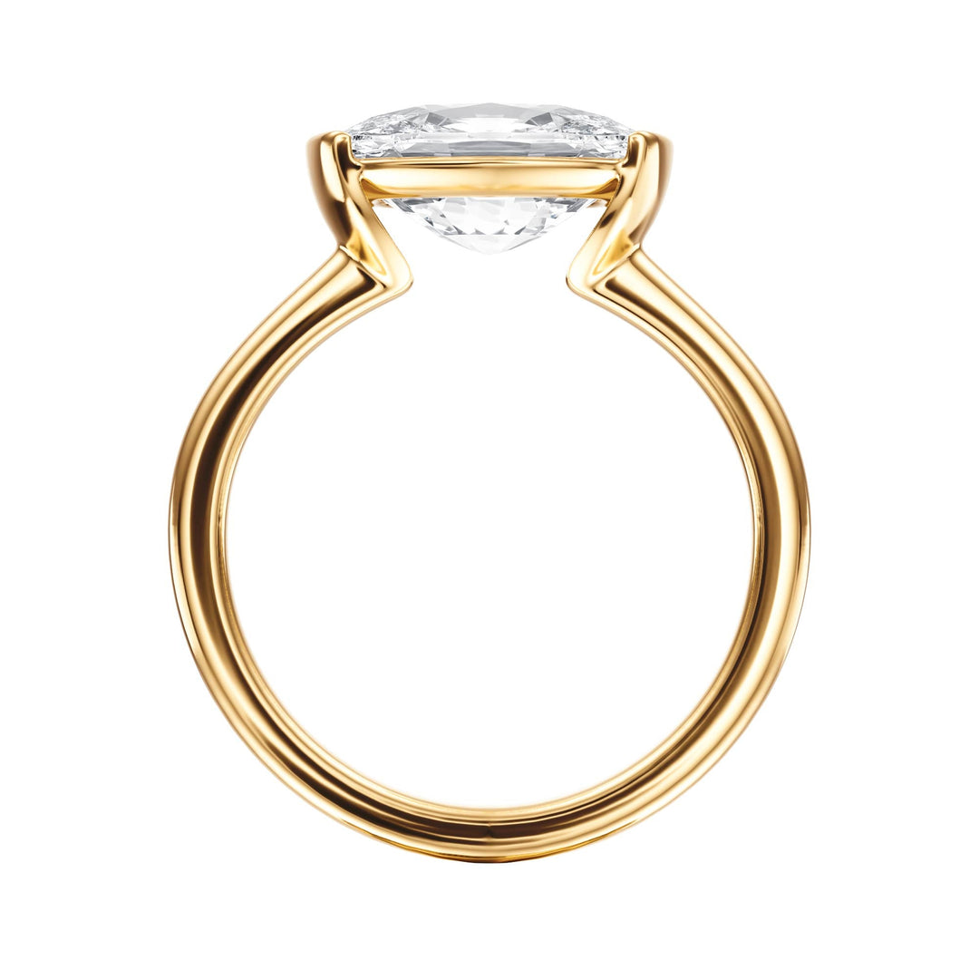 Adore Half Bezel Elongated Cushion Diamond Engagement Ring - R1051 in Ring by 18 KARATS INC.