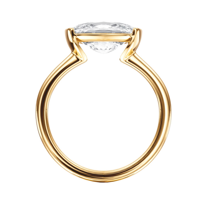 Adore Half Bezel Elongated Cushion Diamond Engagement Ring - R1051 in Ring by 18 KARATS INC.