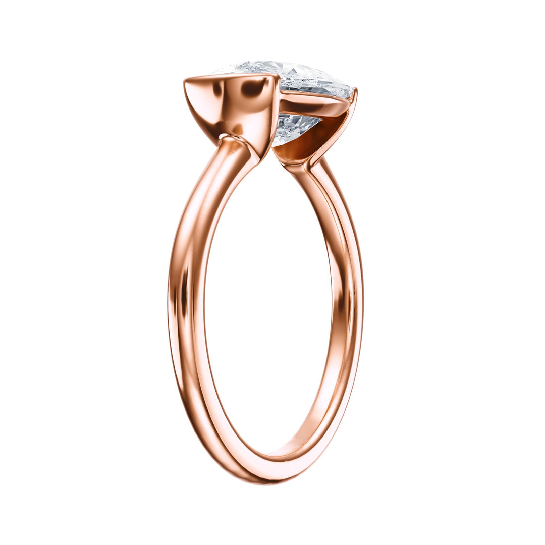 Adore Half Bezel Elongated Cushion Diamond Engagement Ring - R1051 in Ring by 18 KARATS INC.