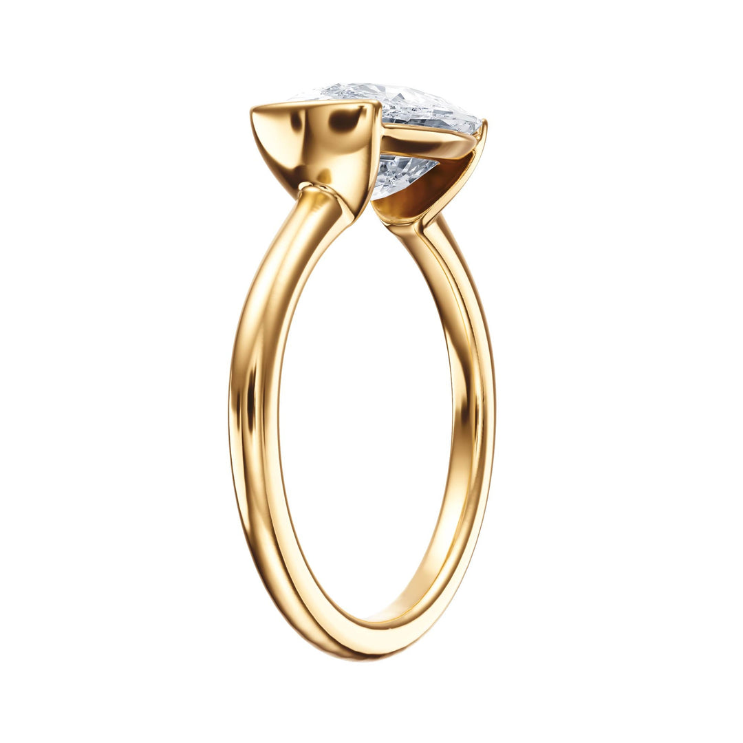 Adore Half Bezel Elongated Cushion Diamond Engagement Ring - R1051 in Ring by 18 KARATS INC.