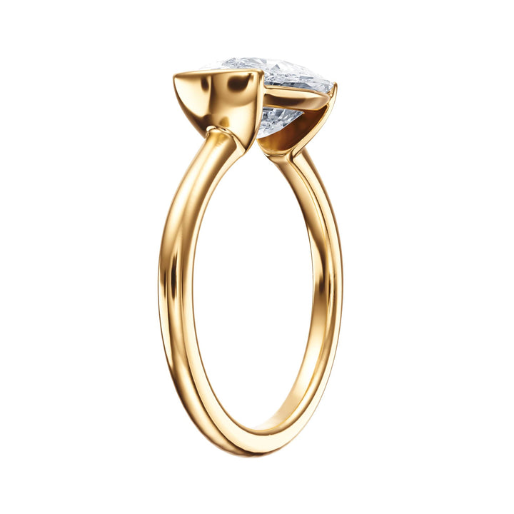 Adore Half Bezel Elongated Cushion Diamond Engagement Ring - R1051 in Ring by 18 KARATS INC.