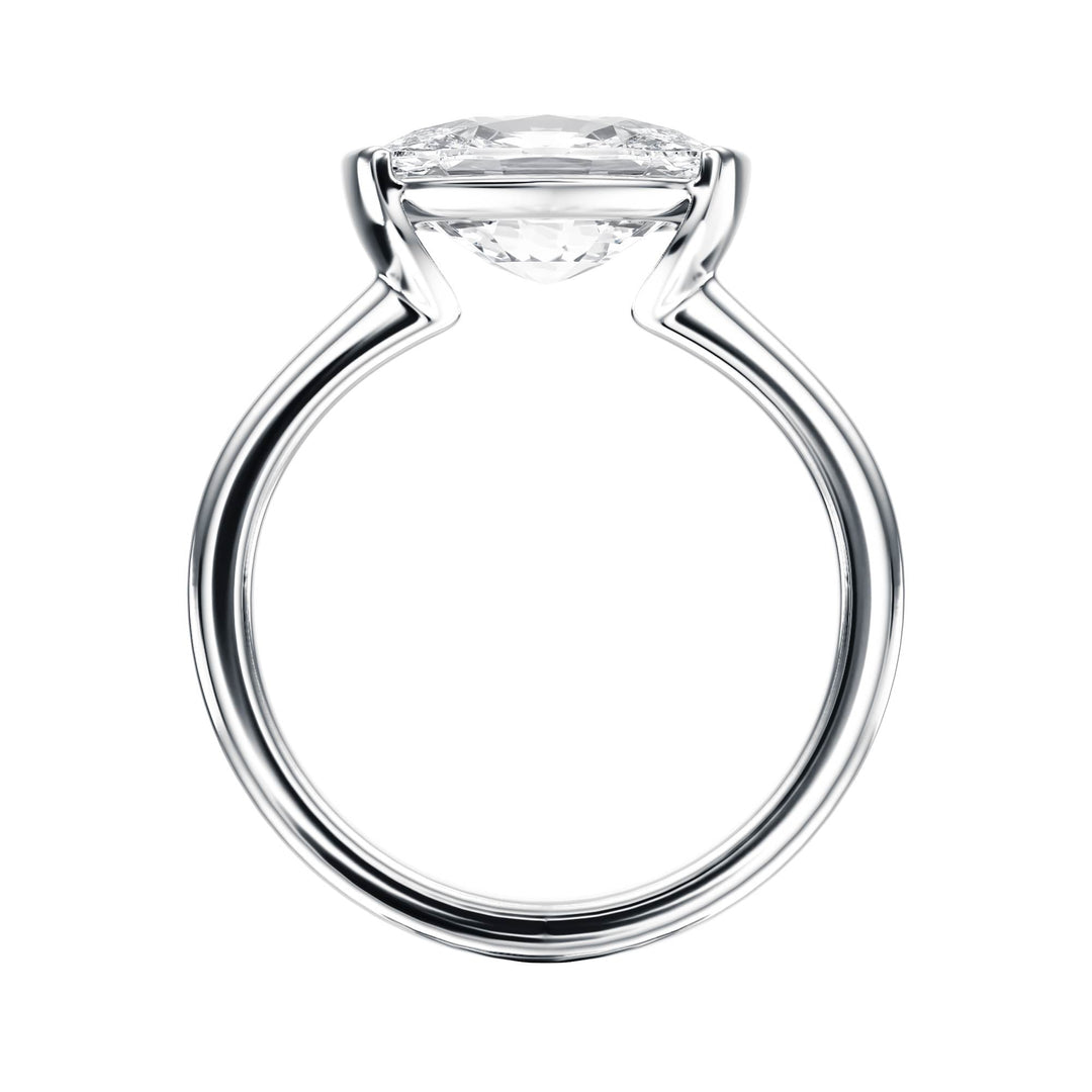 Adore Half Bezel Elongated Cushion Diamond Engagement Ring - R1051 in Ring by 18 KARATS INC.