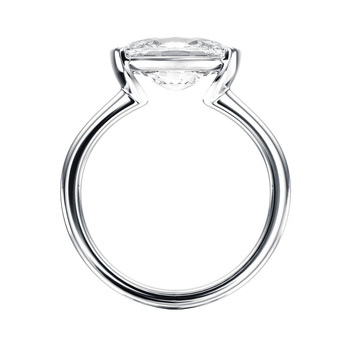 Adore Half Bezel Elongated Cushion Diamond Engagement Ring - R1051 in Ring by 18 KARATS INC.