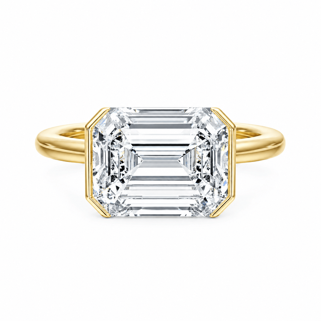 Adore Half Bezel Emerald Diamond Engagement Ring in Ring by 18 KARATS INC.