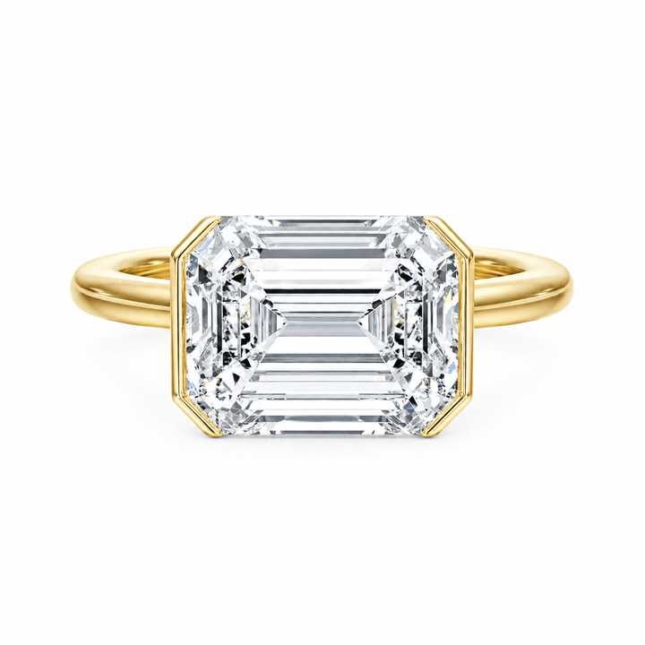 Adore Half Bezel Emerald Diamond Engagement Ring in Ring by 18 KARATS INC.