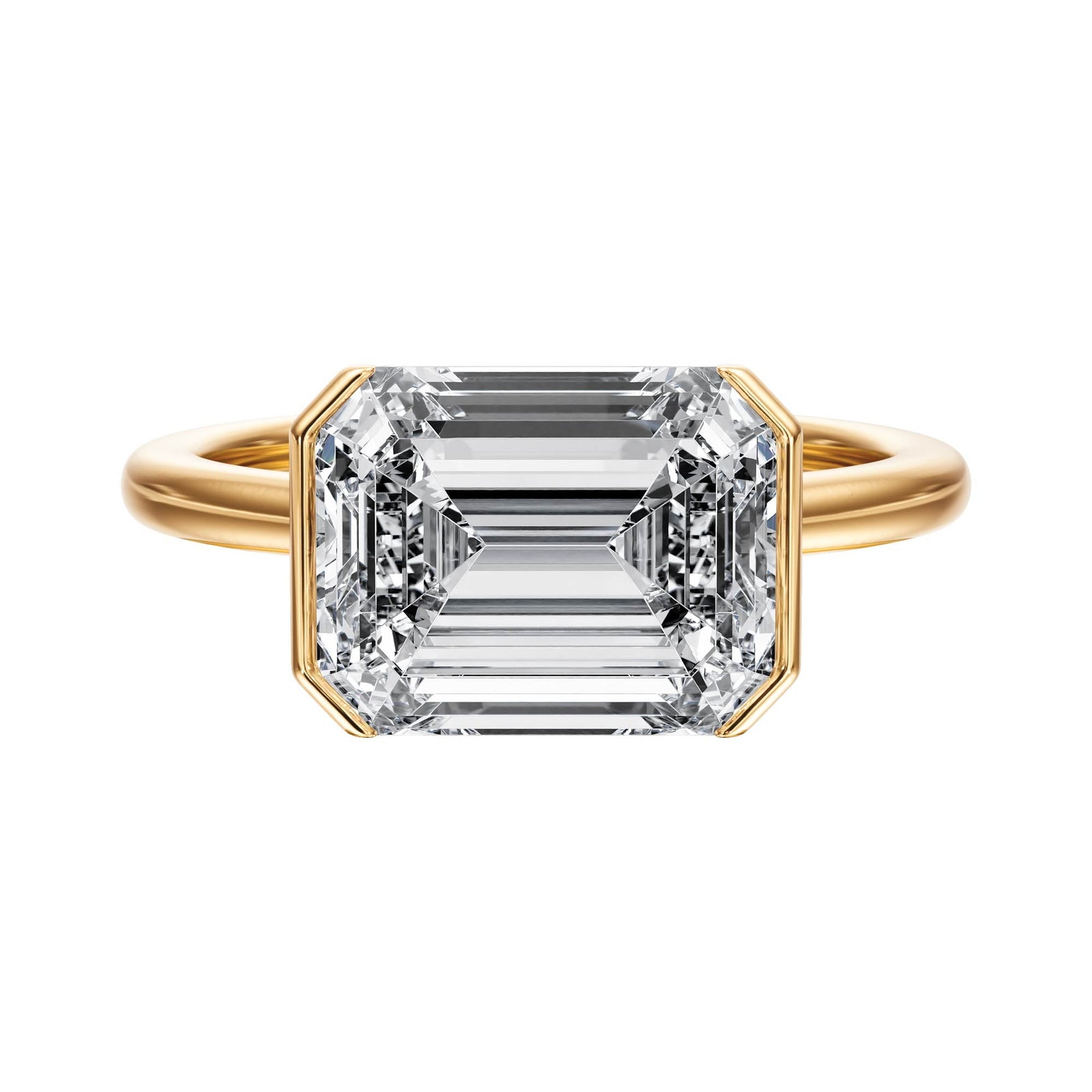 Adore Half Bezel Emerald Diamond Engagement Ring - R1050 in Ring by 18 KARATS INC.