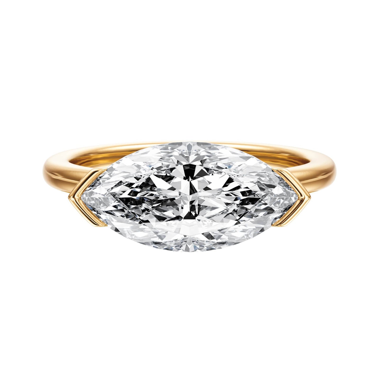 Adore Half Bezel Marquise Diamond Engagement Ring - R1054 in Ring by 18 KARATS INC.