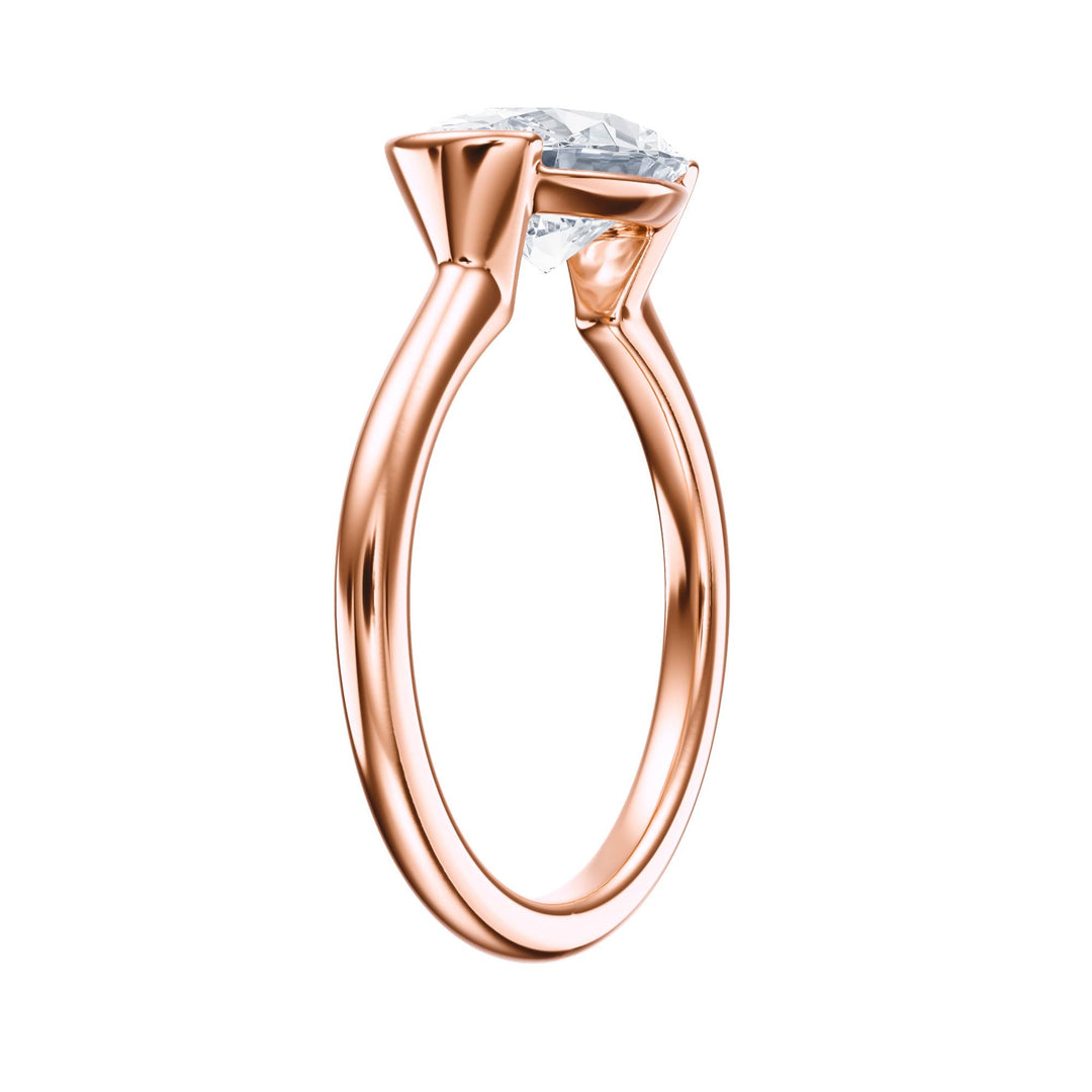 Adore Half Bezel Oval Diamond Engagement Ring - R1048 in Ring by 18 KARATS INC.