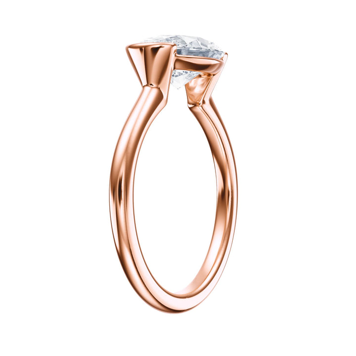 Adore Half Bezel Oval Diamond Engagement Ring - R1048 in Ring by 18 KARATS INC.