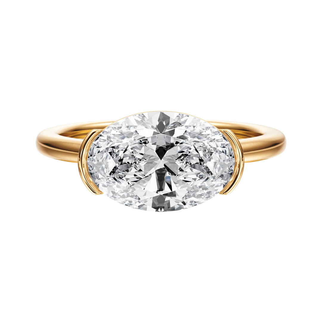 Adore Half Bezel Oval Diamond Engagement Ring - R1048 in Ring by 18 KARATS INC.
