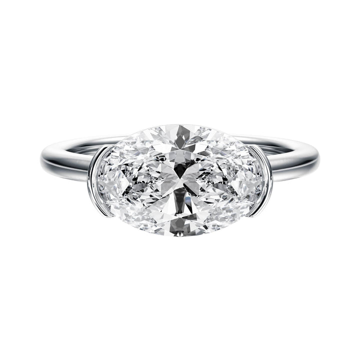 Adore Half Bezel Oval Diamond Engagement Ring - R1048 in Ring by 18 KARATS INC.