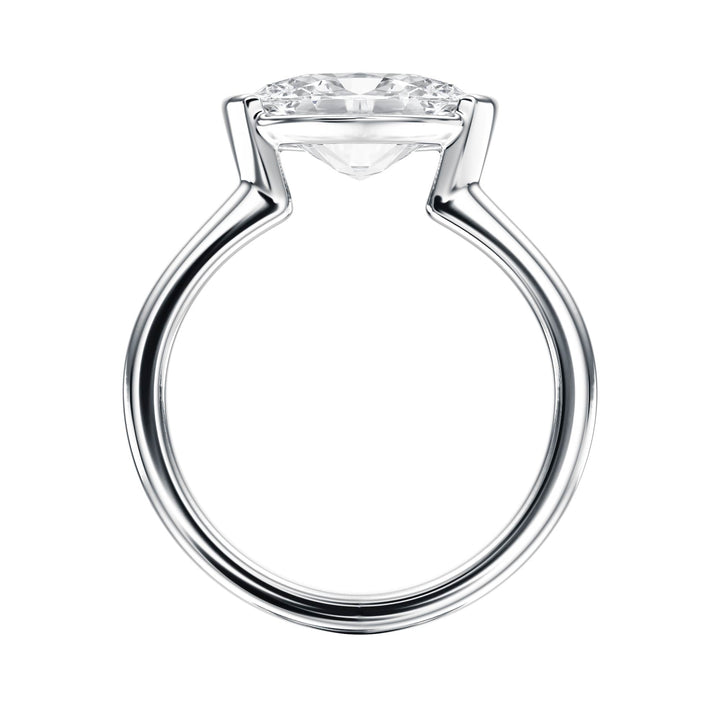 Adore Half Bezel Oval Diamond Engagement Ring - R1048 in Ring by 18 KARATS INC.