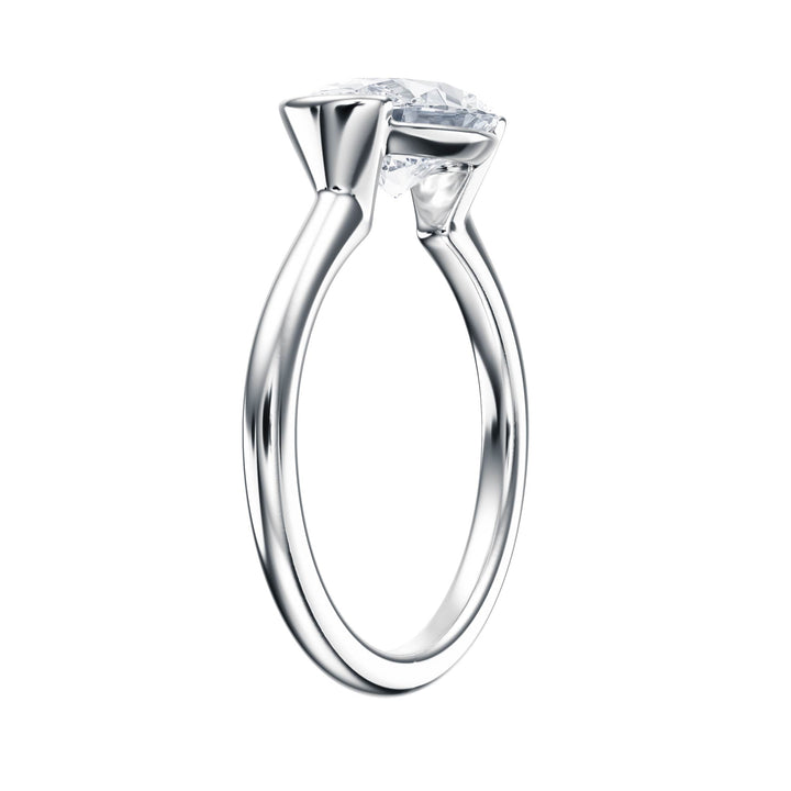 Adore Half Bezel Oval Diamond Engagement Ring - R1048 in Ring by 18 KARATS INC.