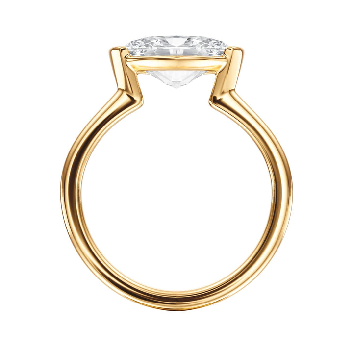 Adore Half Bezel Oval Diamond Engagement Ring - R1048 in Ring by 18 KARATS INC.