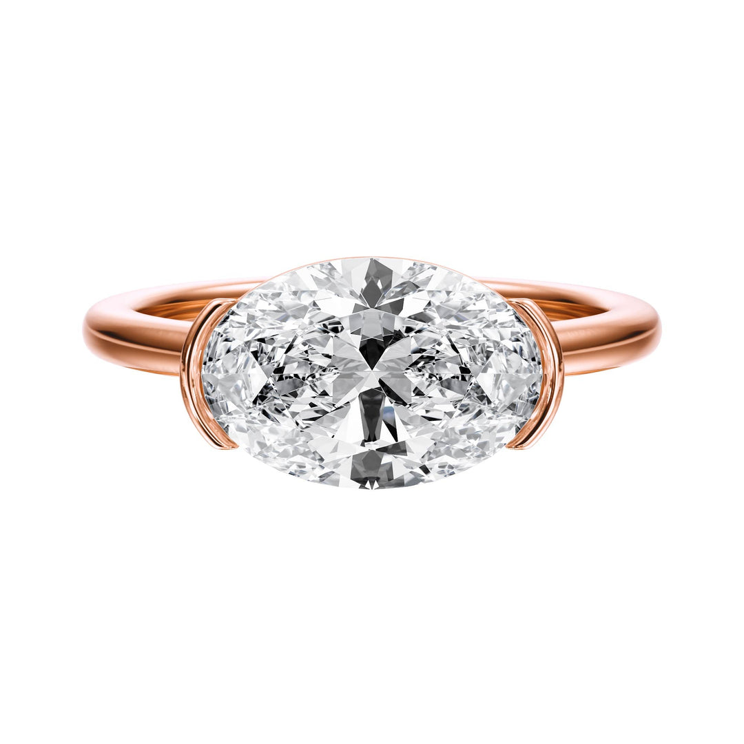 Adore Half Bezel Oval Diamond Engagement Ring - R1048 in Ring by 18 KARATS INC.