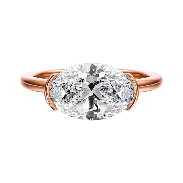 Adore Half Bezel Oval Diamond Engagement Ring - R1048 in Ring by 18 KARATS INC.