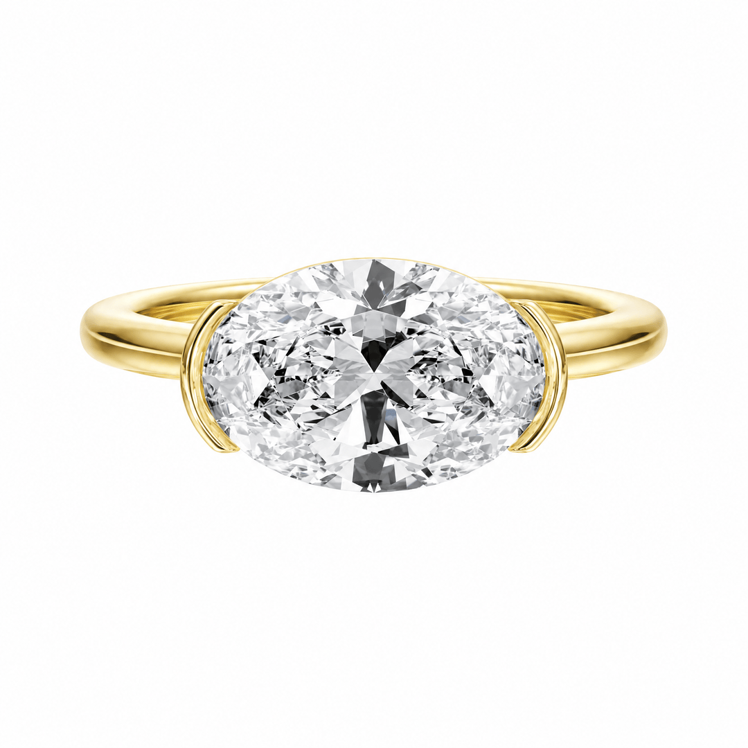 Adore Half Bezel Oval Lab Diamond Ring in Ready Rings by 18 KARATS INC.