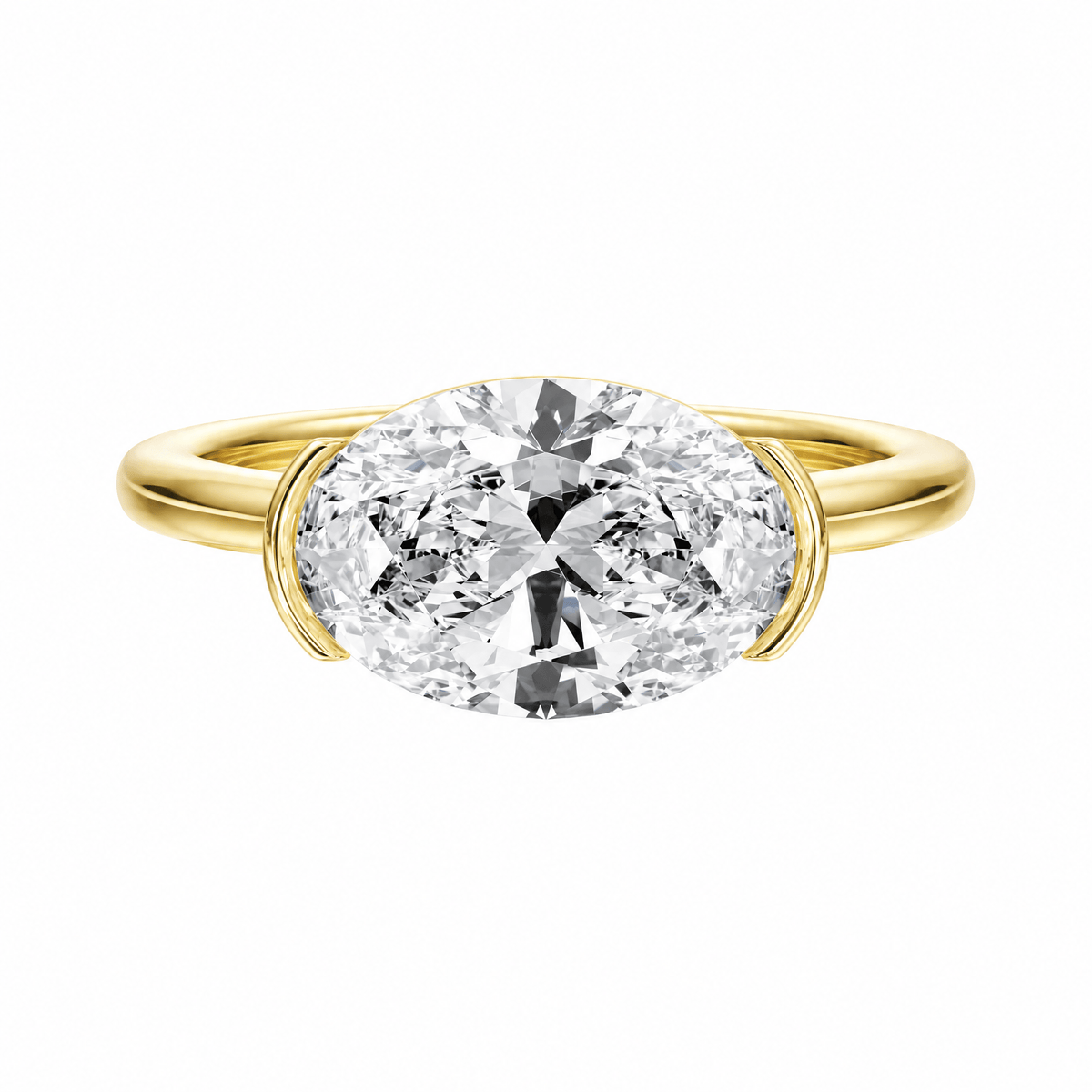 Adore Half Bezel Oval Lab Diamond Ring in Ready Rings by 18 KARATS INC.