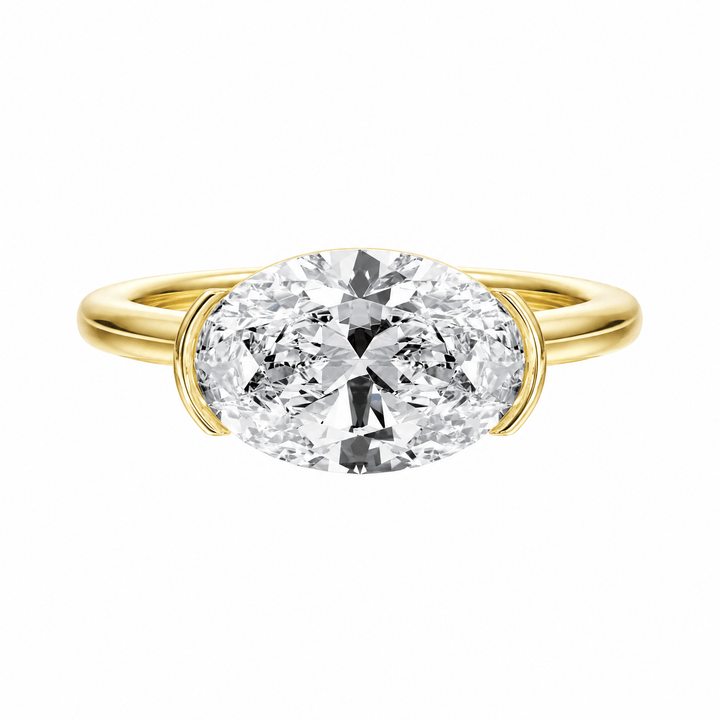 Adore Half Bezel Oval Lab Diamond Ring in Ready Rings by 18 KARATS INC.