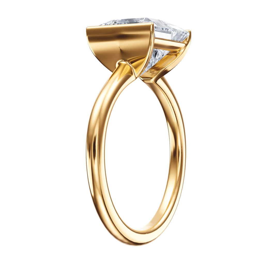 Adore Half Bezel Princess Diamond Engagement Ring - R1053 in Ring by 18 KARATS INC.