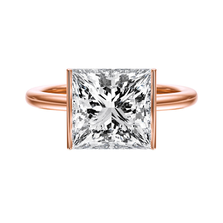 Adore Half Bezel Princess Diamond Engagement Ring - R1053 in Ring by 18 KARATS INC.