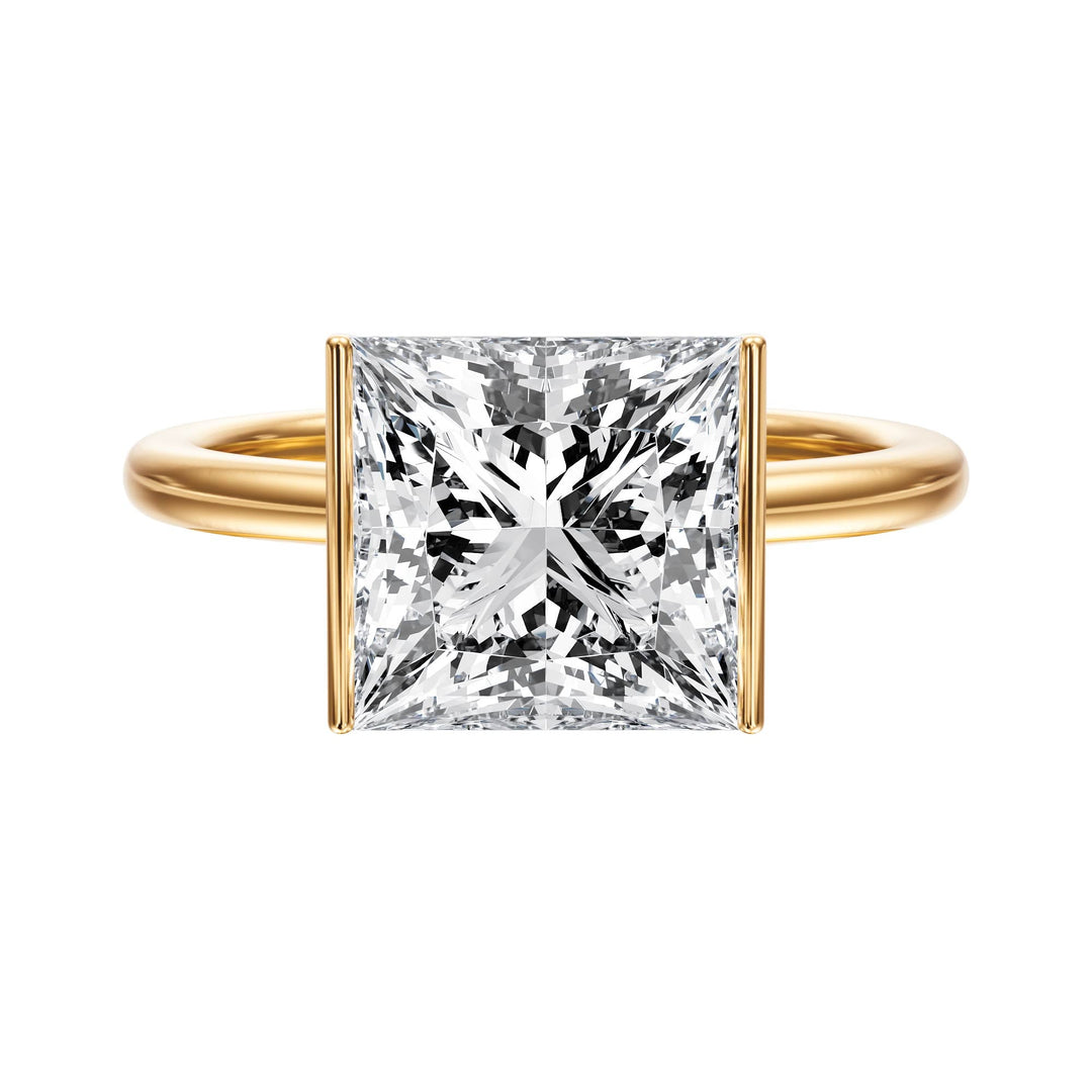 Adore Half Bezel Princess Diamond Engagement Ring - R1053 in Ring by 18 KARATS INC.