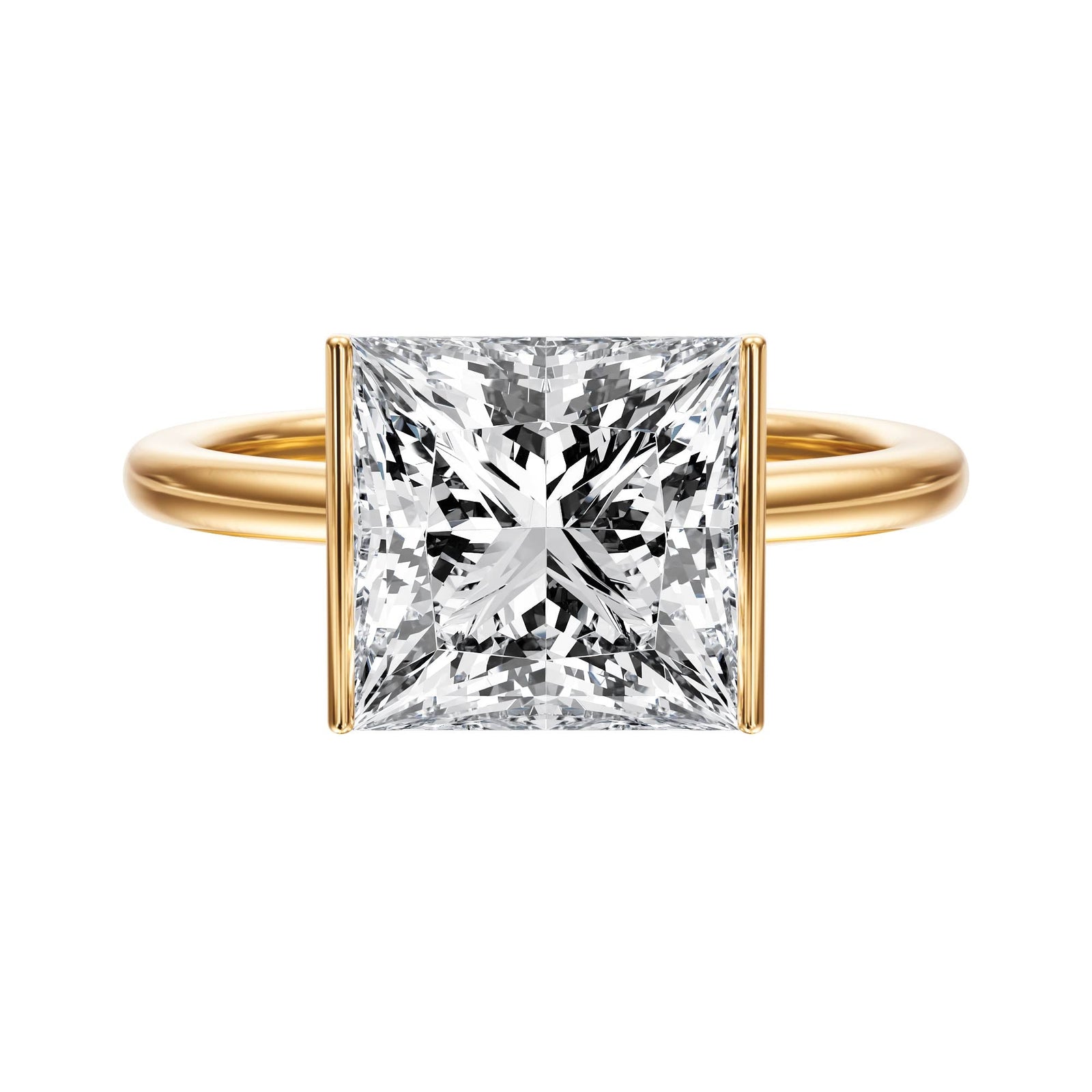 Adore Half Bezel Princess Diamond Engagement Ring - R1053 in Ring by 18 KARATS INC.