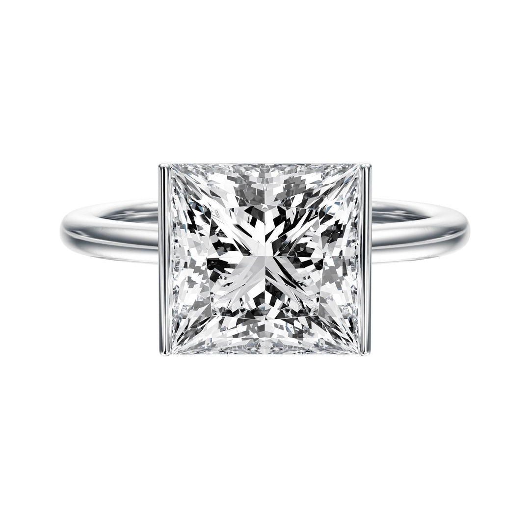 Adore Half Bezel Princess Diamond Engagement Ring - R1053 in Ring by 18 KARATS INC.