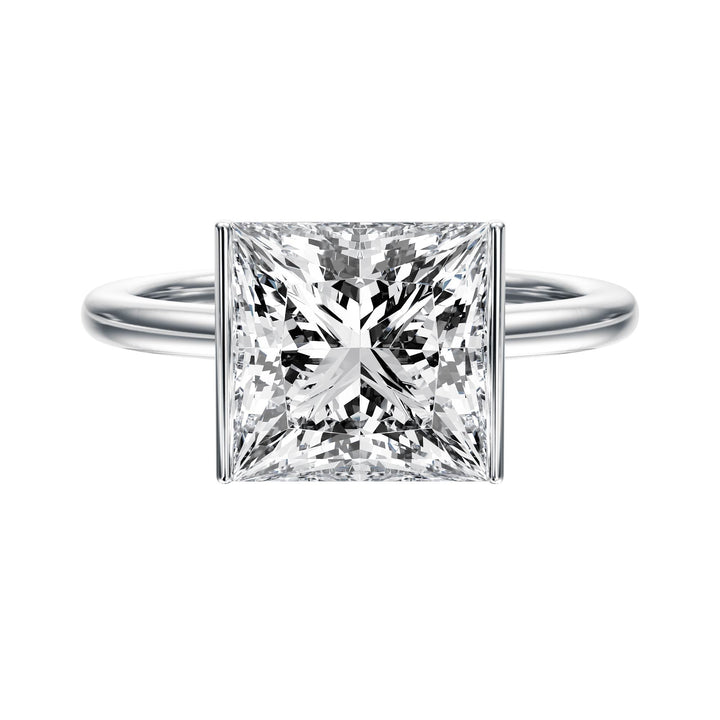 Adore Half Bezel Princess Diamond Engagement Ring - R1053 in Ring by 18 KARATS INC.
