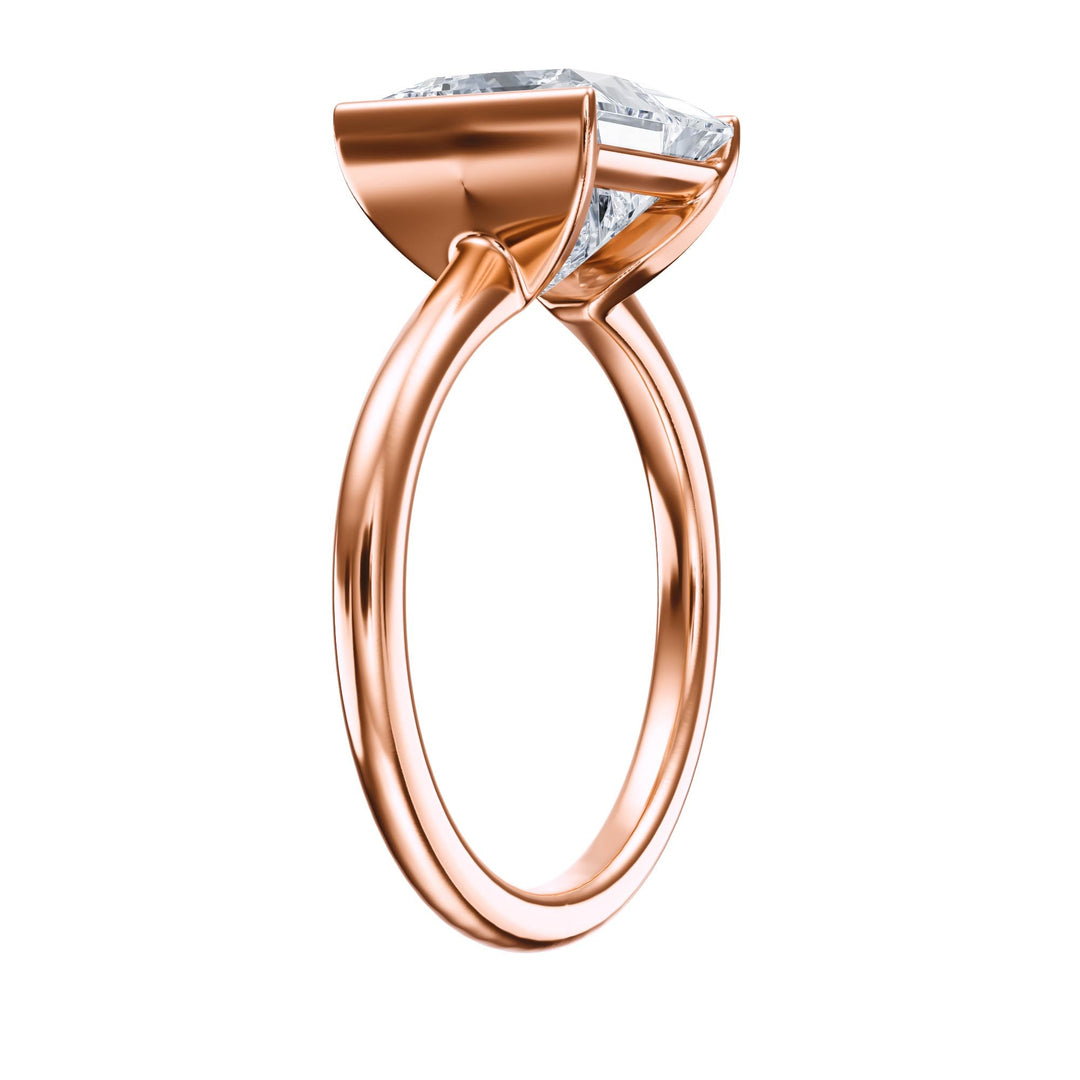 Adore Half Bezel Princess Diamond Engagement Ring - R1053 in Ring by 18 KARATS INC.