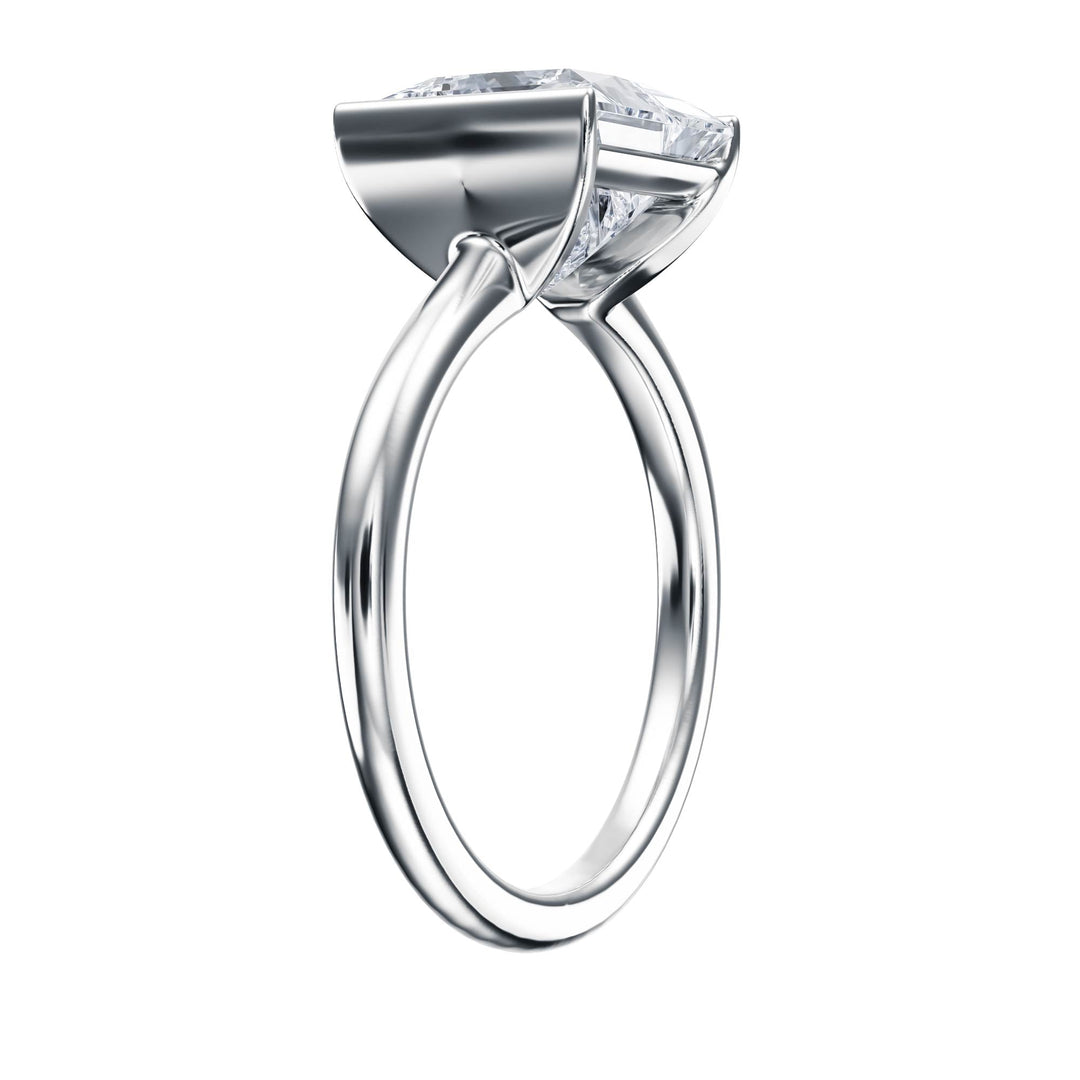 Adore Half Bezel Princess Diamond Engagement Ring - R1053 in Ring by 18 KARATS INC.