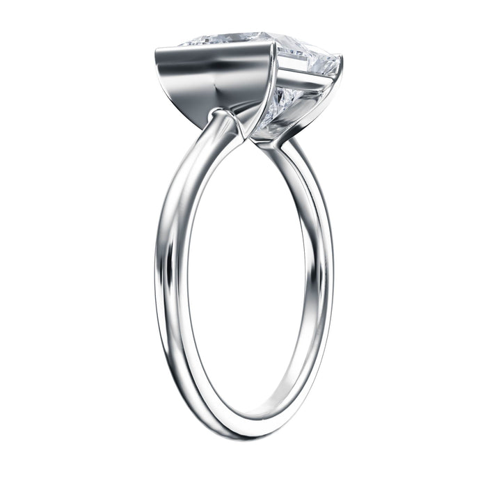 Adore Half Bezel Princess Diamond Engagement Ring - R1053 in Ring by 18 KARATS INC.