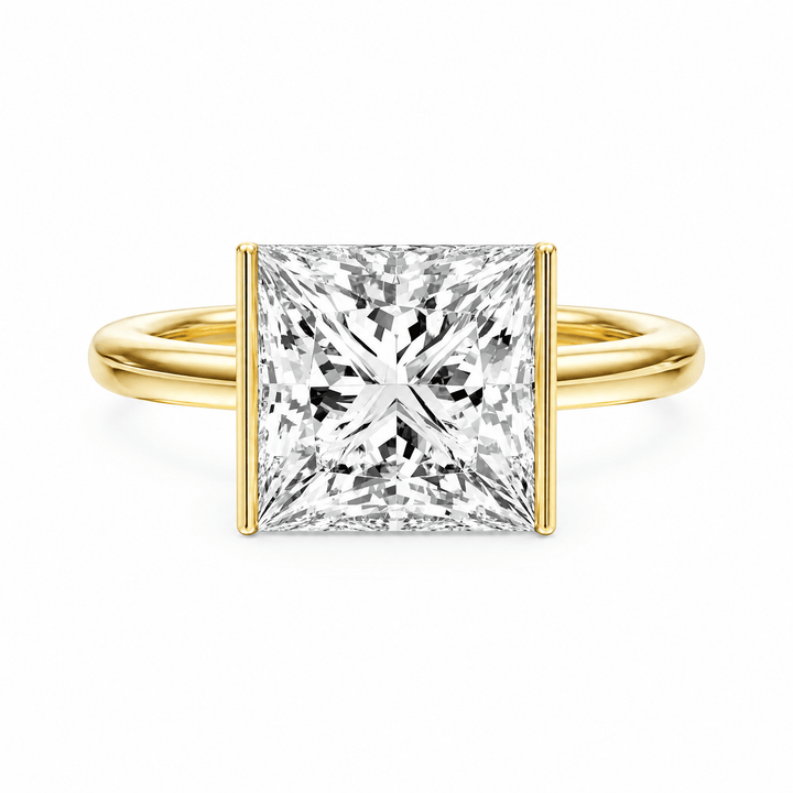 Adore Half Bezel Princess Lab Diamond Engagement Ring in Ready Rings by 18 KARATS INC.