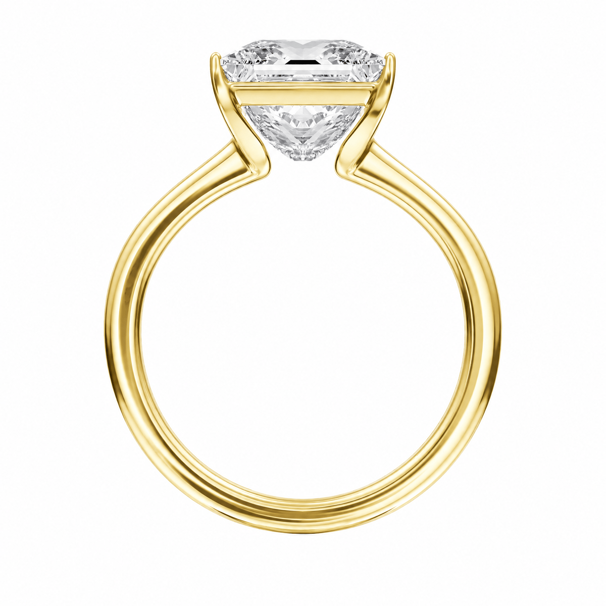 Adore Half Bezel Princess Lab Diamond Engagement Ring in Ready Rings by 18 KARATS INC.