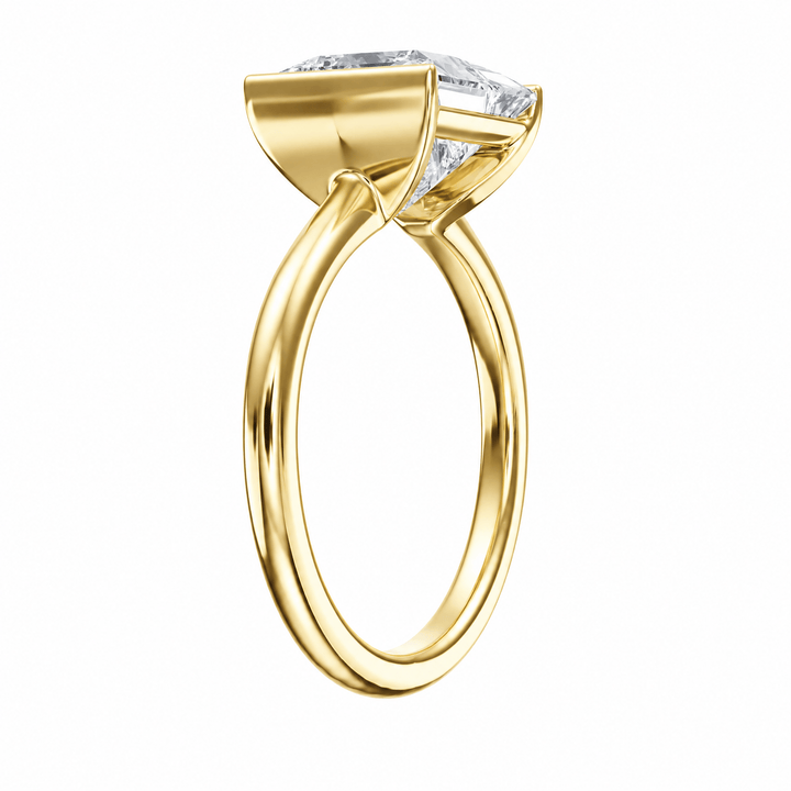 Adore Half Bezel Princess Lab Diamond Engagement Ring in Ready Rings by 18 KARATS INC.