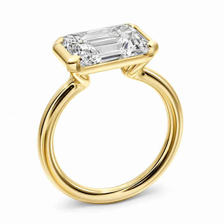 Adore Half Bezel Radiant Lab Diamond Engagement Ring in Ready Rings by 18 KARATS INC.