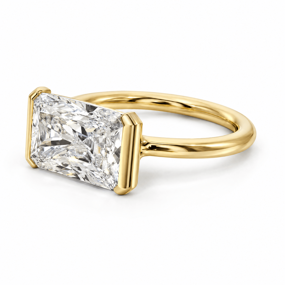 Adore Half Bezel Radiant Lab Diamond Engagement Ring in Ready Rings by 18 KARATS INC.